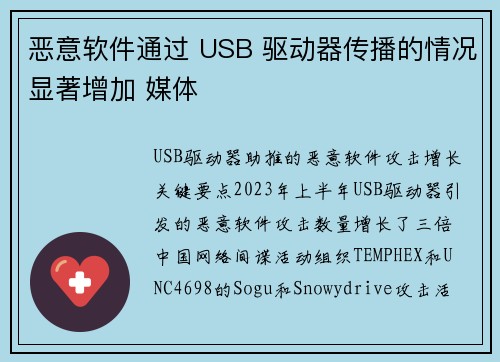 恶意软件通过 USB 驱动器传播的情况显著增加 媒体